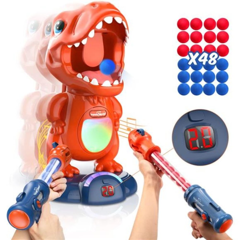 Movable Dinosaur Shooting Toys for Kids Target Shooting Games with 2Air Pump Gun